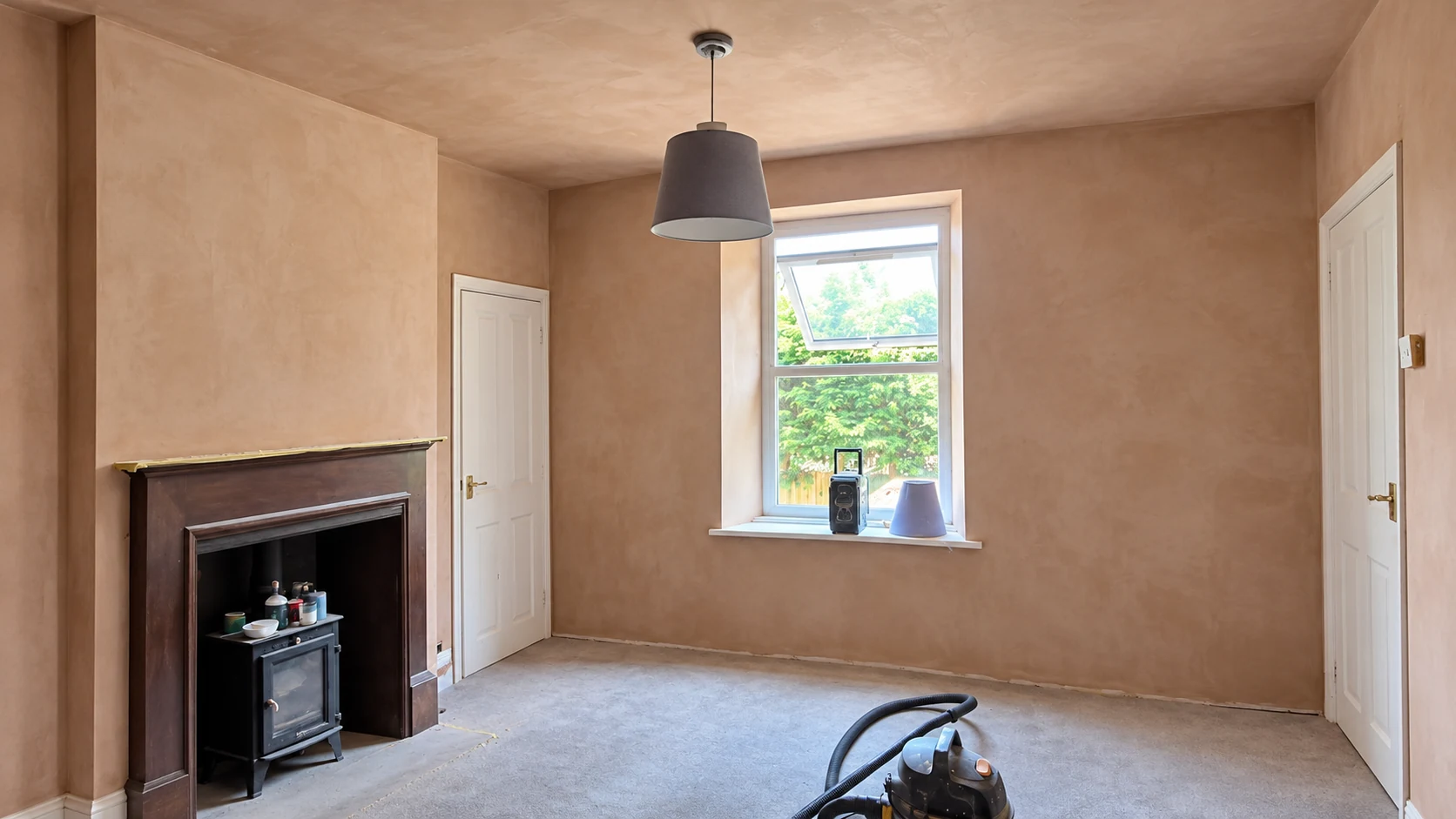 Newly plastered lounge walls and ceiling in Sheffield